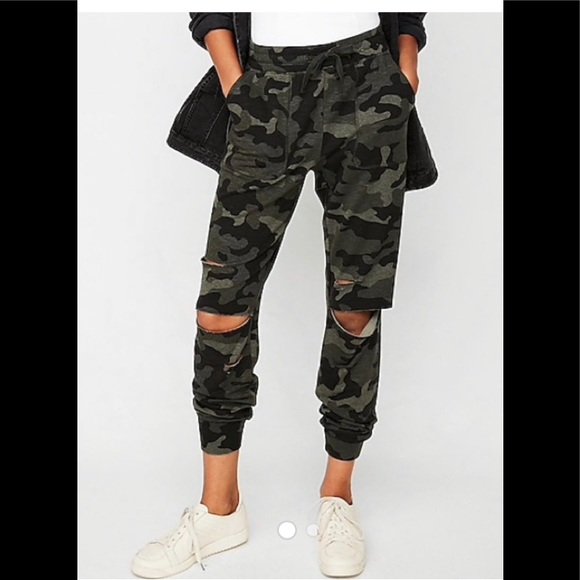 camo ripped joggers